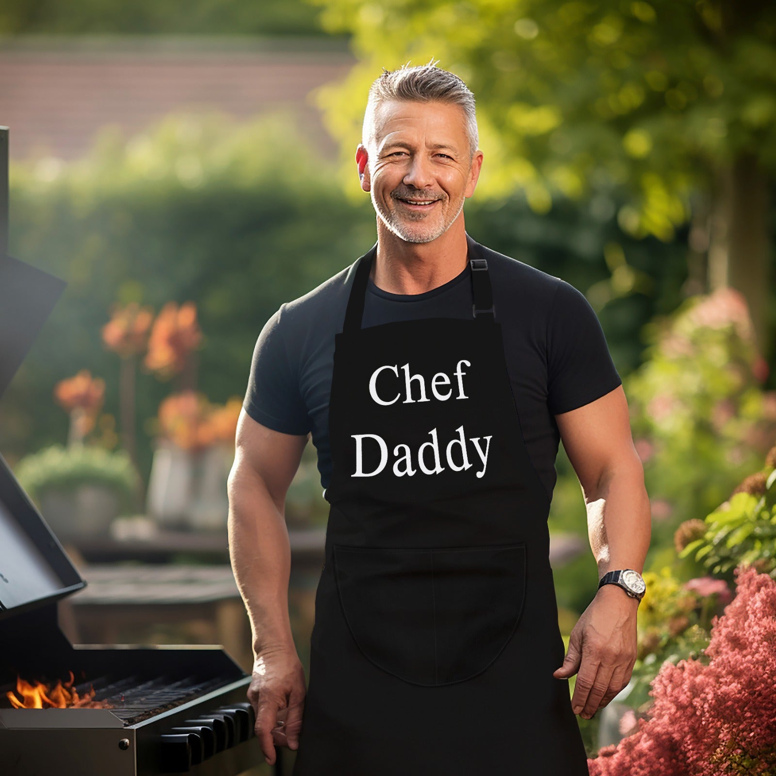 Kitchen Apron for Men Chef Apron Chef Daddy Apron Black