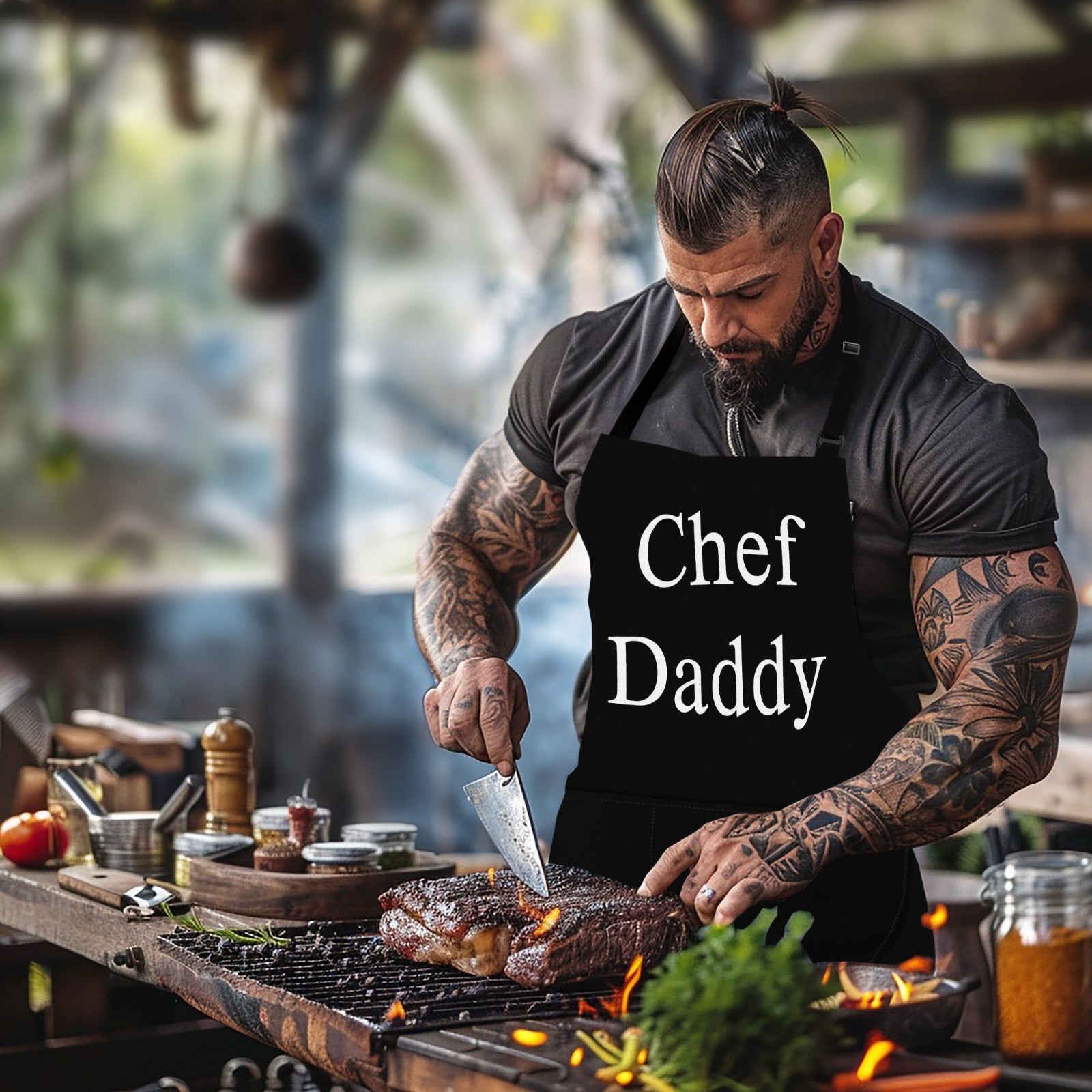 Kitchen Apron for Men Chef Apron Chef Daddy Apron Black