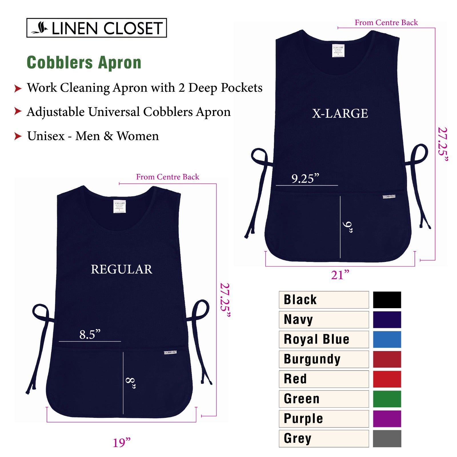 Cleaning Tabard Apron With Front Pocket Navy