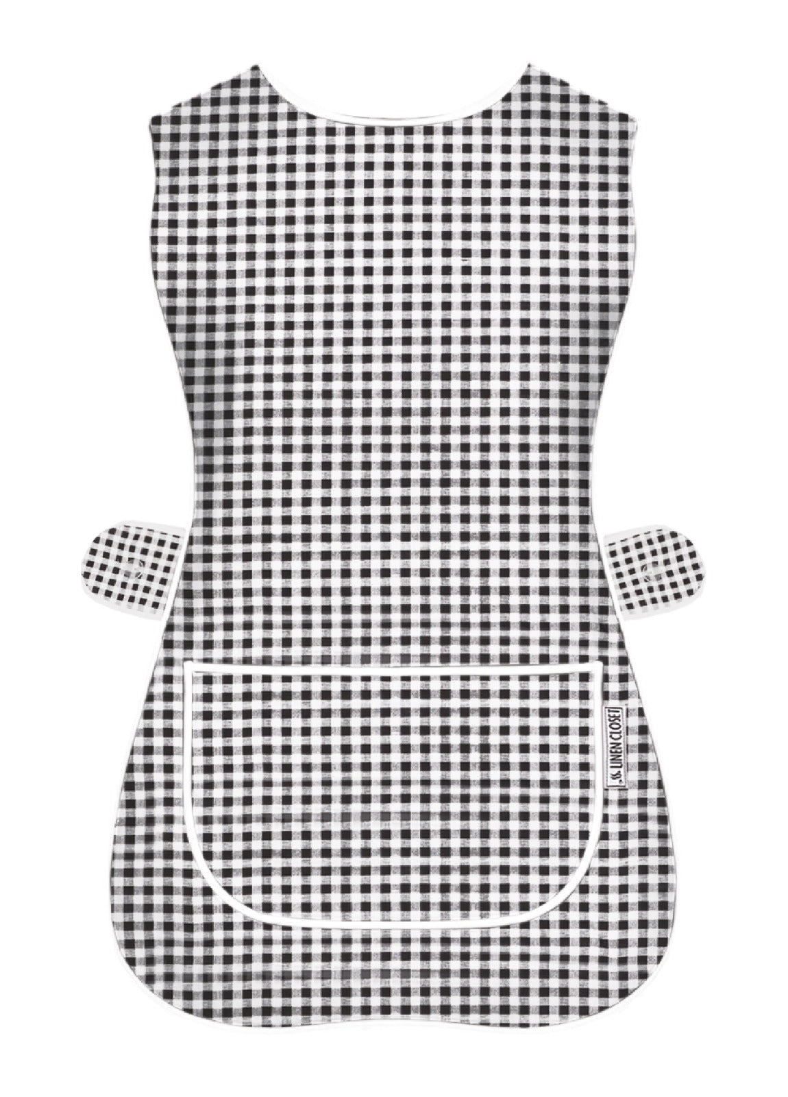 Tabard Apron With Front Pocket Black Check Work Cleaning Aprons