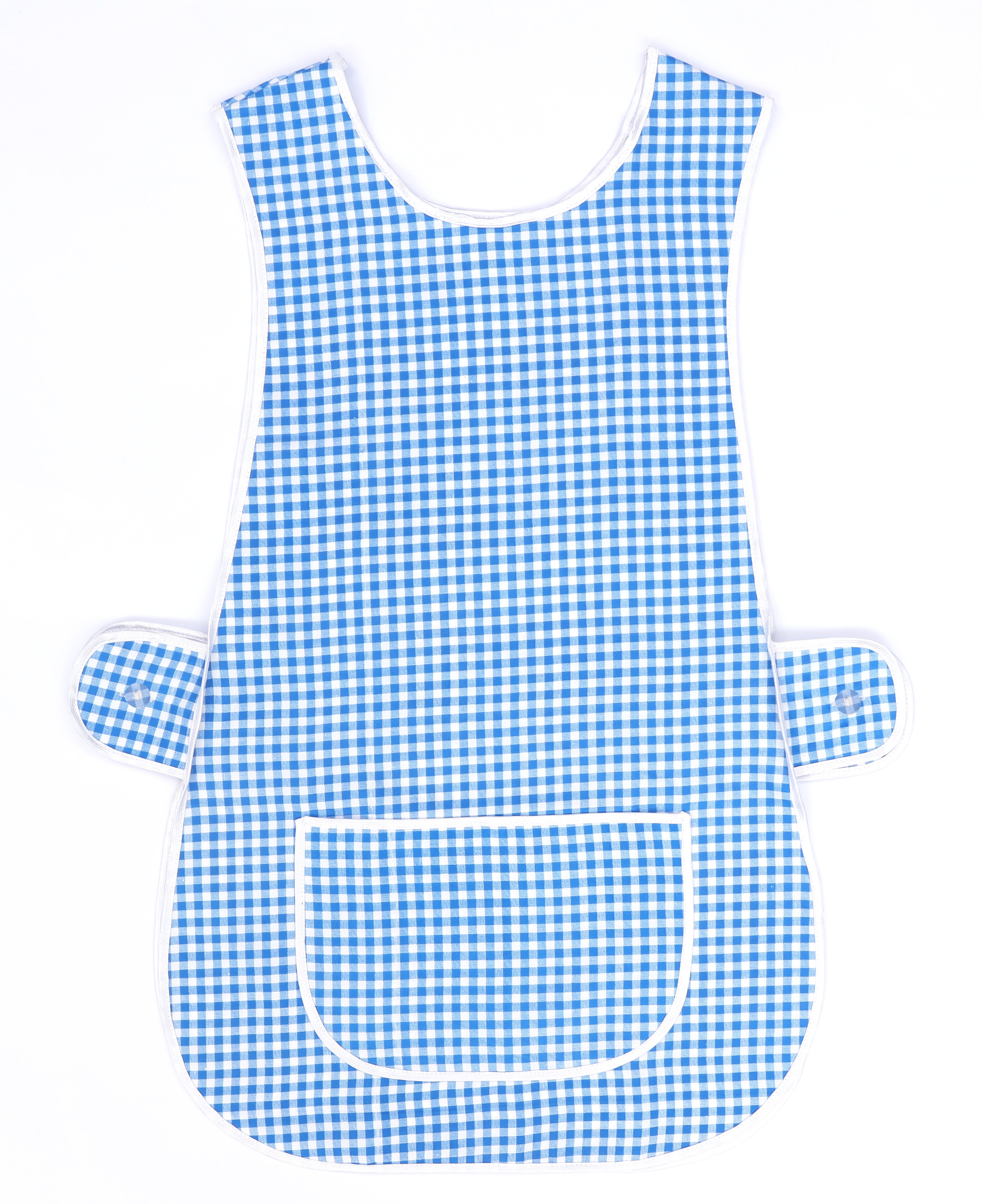 Tabard Apron With Front Pocket Blue Check